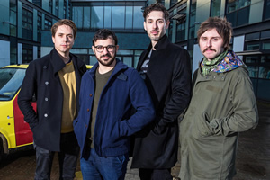 The Inbetweeners: Fwends Reunited. Image shows from L to R: Joe Thomas, Simon Bird, Blake Harrison, James Buckley