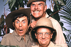 It Ain't Half Hot Mum. Image shows left to right: Bombardier 'Gloria' Beaumont (Melvyn Hayes), BSM Geoffrey 'Shut Up' Williams (Windsor Davies), Gunner 'Lofty' Sugden (Don Estelle)