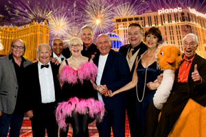 Last Laugh In Vegas. Image shows from L to R: Mick Miller, Bobby Ball, Kenny Lynch, Su Pollard, Jess Conrad, Tommy Cannon, Bobby Crush, Anita Harris, Bernie Clifton. Copyright: Shiver Productions