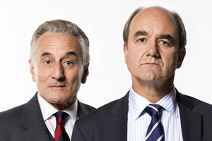 Yes, Prime Minister. Image shows from L to R: Sir Humphrey Appleby (Henry Goodman), Jim Hacker (David Haig). Copyright: BBC