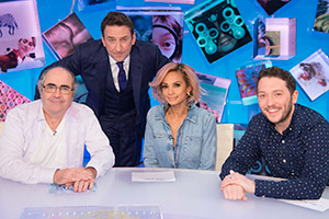 Duck Quacks Don't Echo. Image shows from L to R: Danny Baker, Lee Mack, Alesha Dixon, Jon Richardson. Copyright: Magnum Media