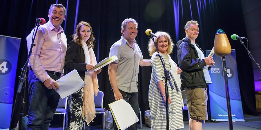 Dead Ringers. Image shows from L to R: Lewis Macleod, Debra Stephenson, Jon Culshaw, Jan Ravens, Duncan Wisbey. Copyright: BBC