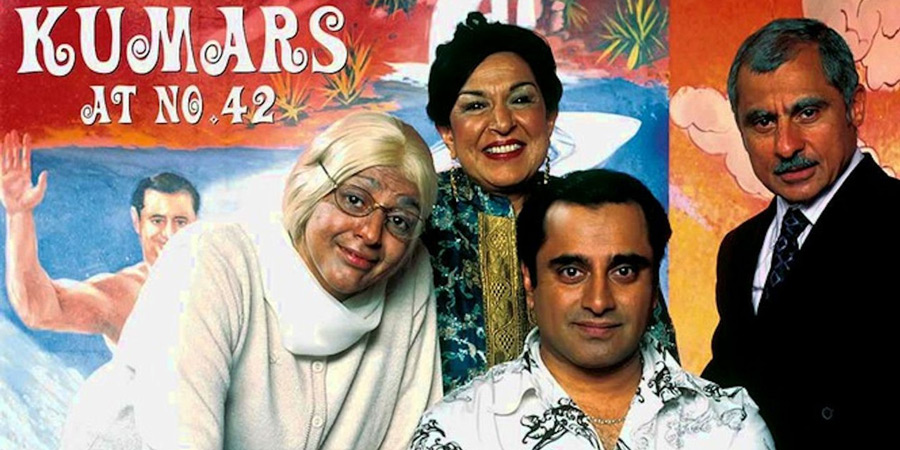 The Kumars At No. 42. Image shows from L to R: Ummi (Meera Syal), Mum (Indira Joshi), Sanjeev Kumar (Sanjeev Bhaskar), Dad (Vincent Ebrahim). Copyright: Hat Trick Productions