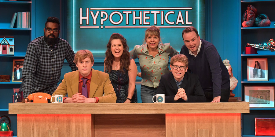 Hypothetical. Image shows from L to R: Romesh Ranganathan, James Acaster, Rosie Jones, Kerry Godliman, Josh Widdicombe, Matt Forde. Copyright: Hat Trick Productions