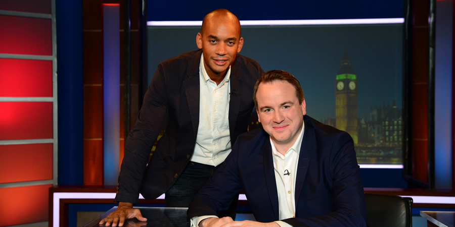 Unspun With Matt Forde. Image shows from L to R: Chuka Umunna, Matt Forde. Copyright: Avalon Television