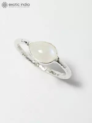 Pear Shape Rainbow Moonstone Ring