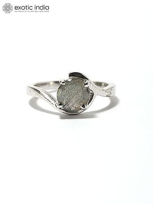 Small Round Cut Faceted Labradorite Ring