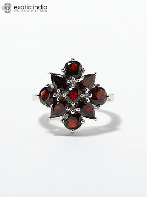 Designer Faceted Garnet Ring