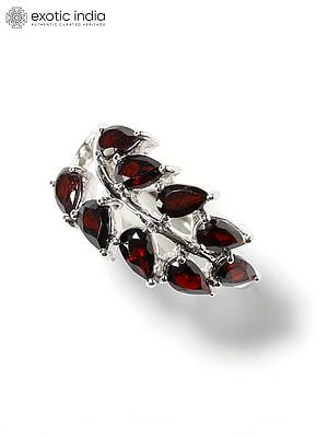 Garnet Leaf Design Ring