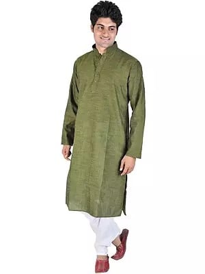 Plain Cotton Kurta with White Pajama Set