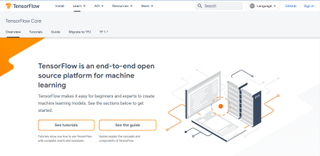 Website screenshot for Tensorflow