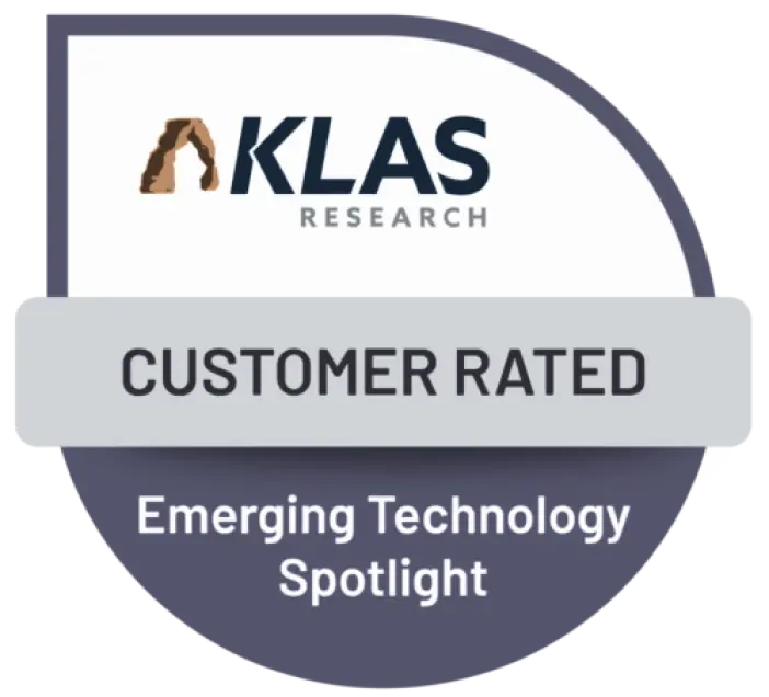 KLAS Customer rated emerging technology spotlight badge