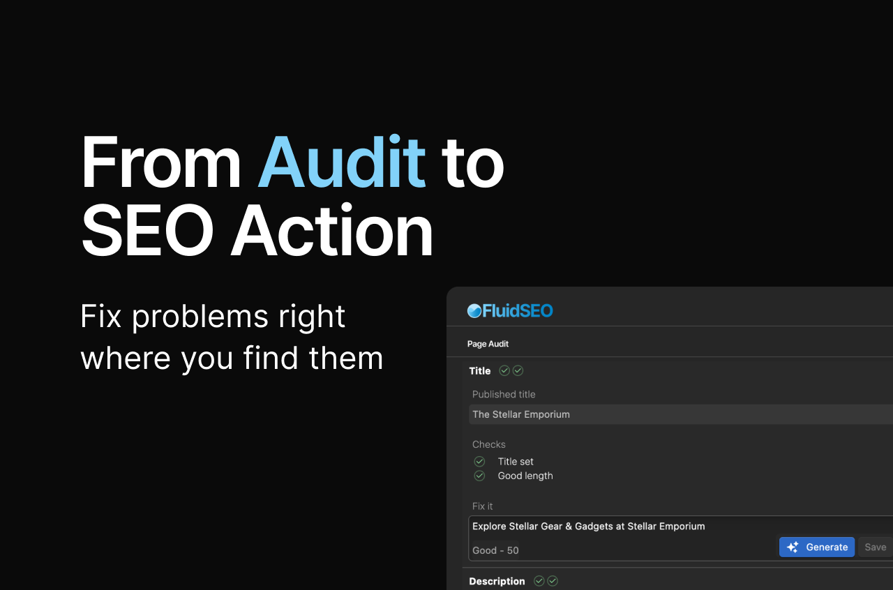 FluidSEO audits and fixes on page SEO issues.