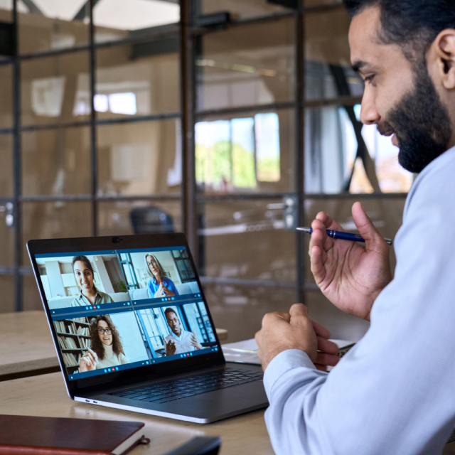 Gentleman talking on zoom call