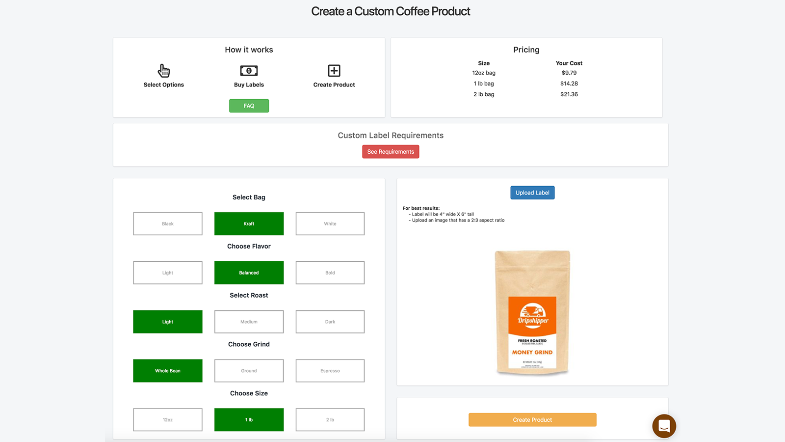 Create custom coffee products to be dropshipped dropshipper