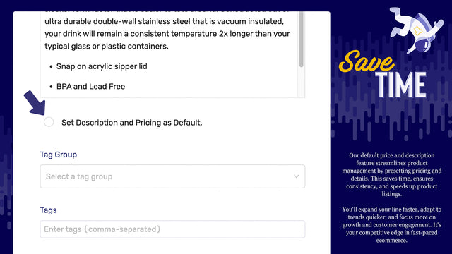 Save time with features such as default price and description.