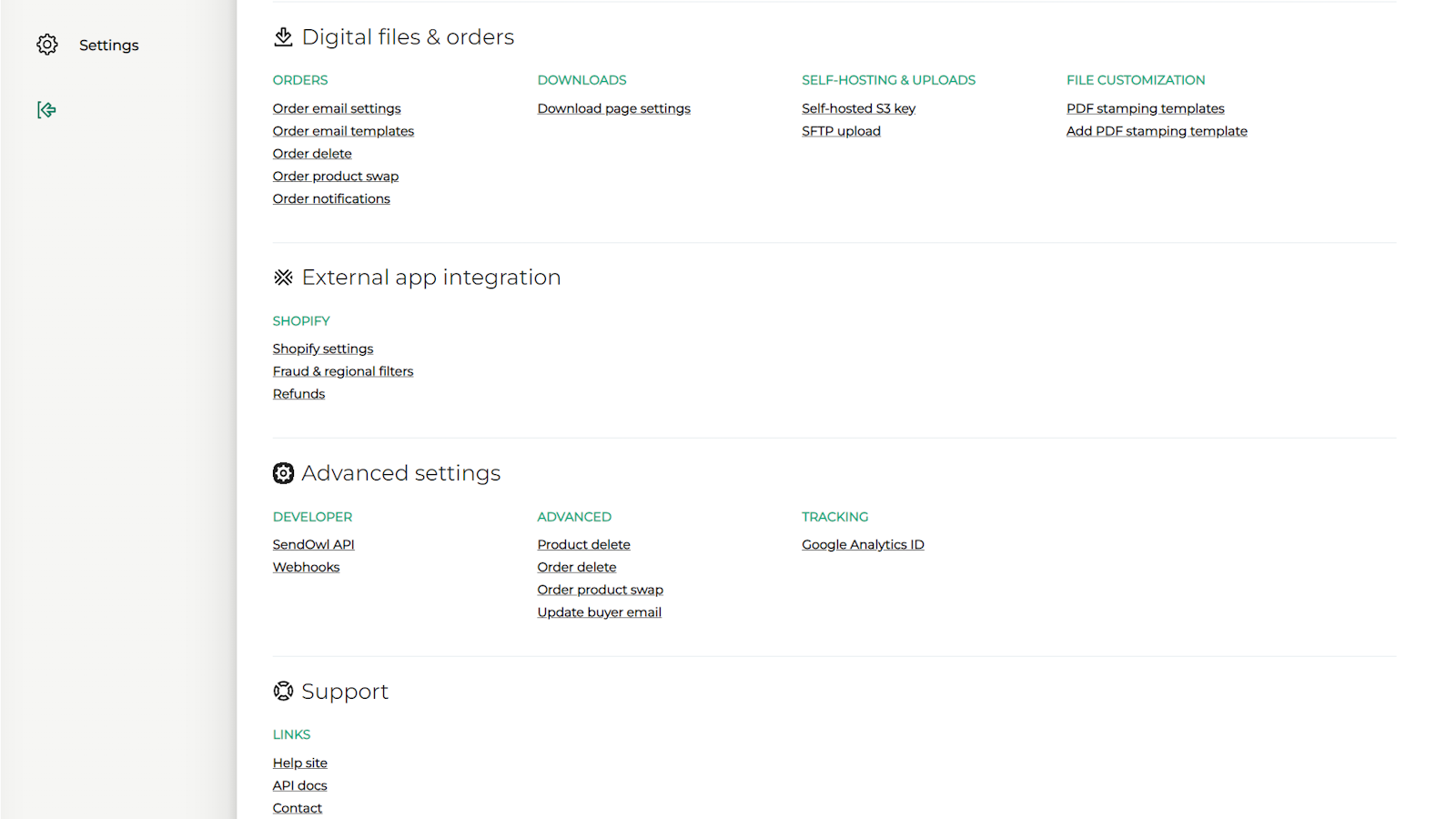 Settings Page