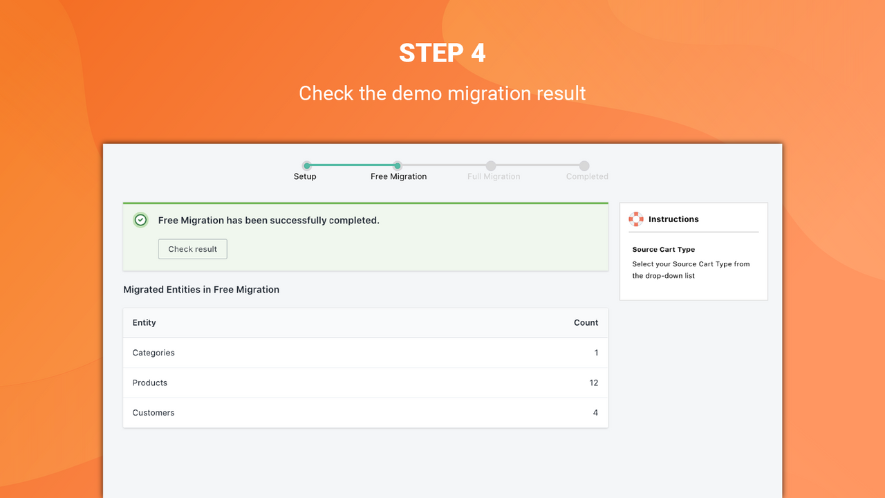 litextension store migration app result, import products