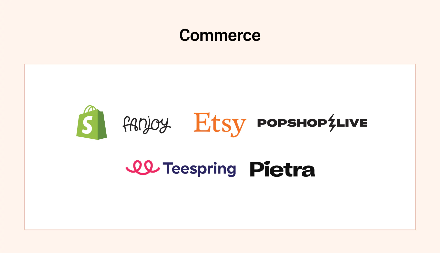 Chart showing logos of popular commerce tools for creators