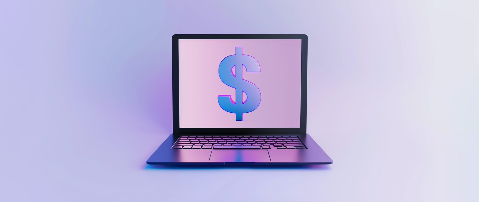 a computer with a money sign representing website hosting costs