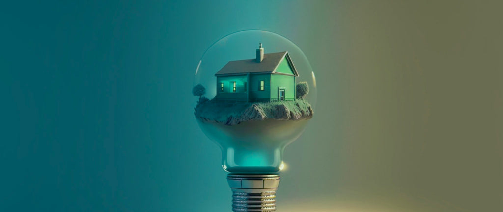 Illustration of a home inside a lightbulb representing the concept of home business ideas.