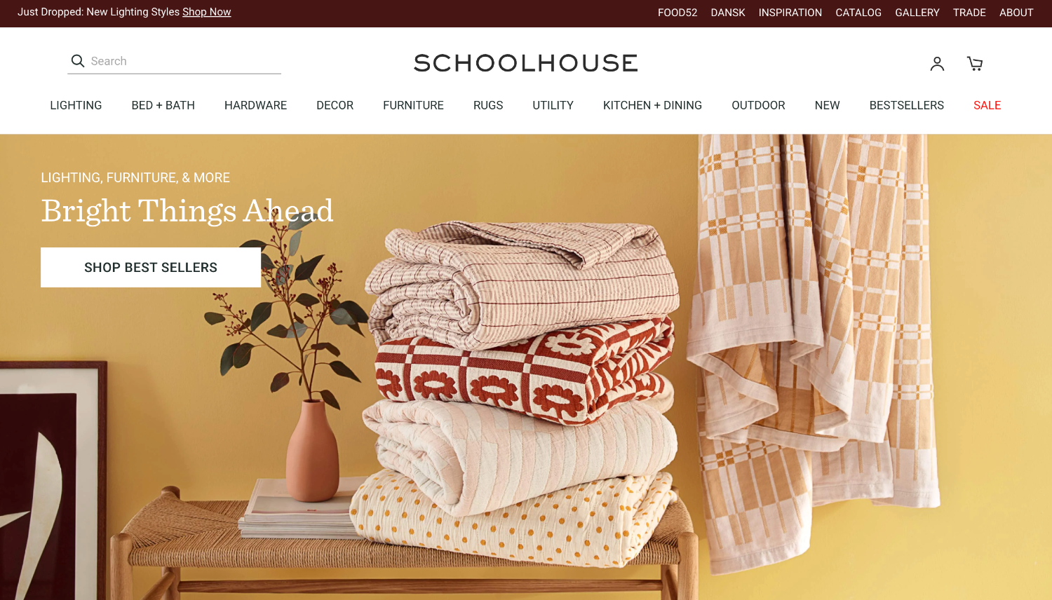 Ecommerce homepage for Schoolhouse brand