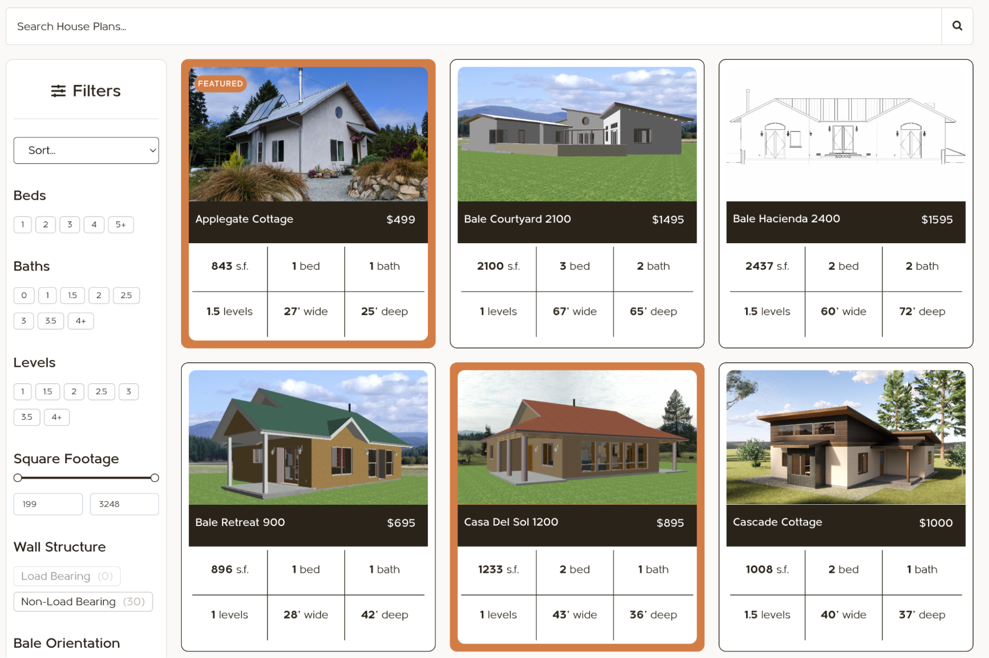 A variety of plans for straw bale homes sold by the home business, StawBale.