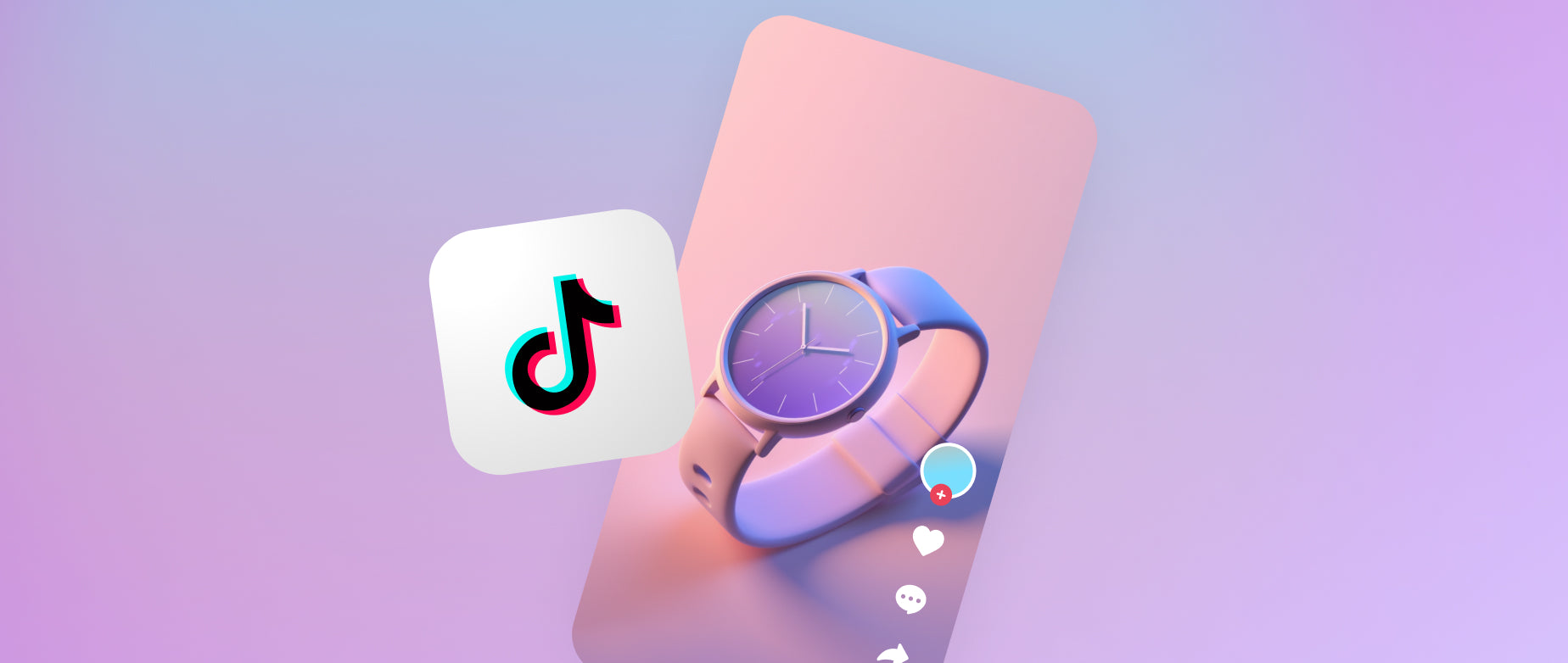 Graphic representation of a mobile phone with a watch image overlaid with a tiktok app icon