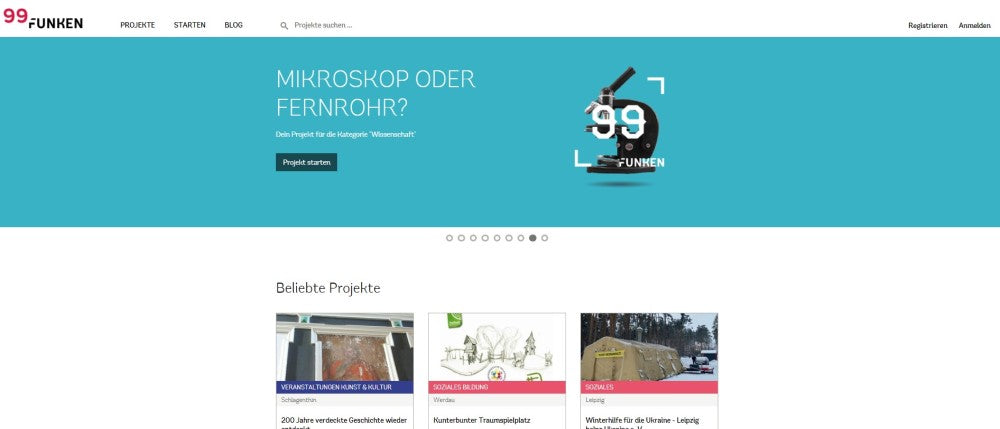 Crowdfunding-Website 99 Funken