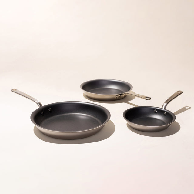 non stick frying pan 3 piece set graphite