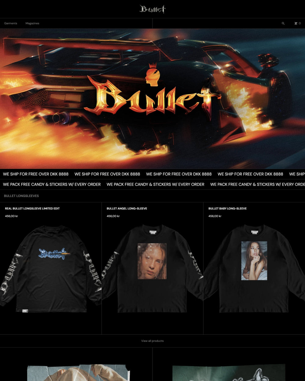 Anteprima in versione desktop del tema Bullet nello stile “Midnight”