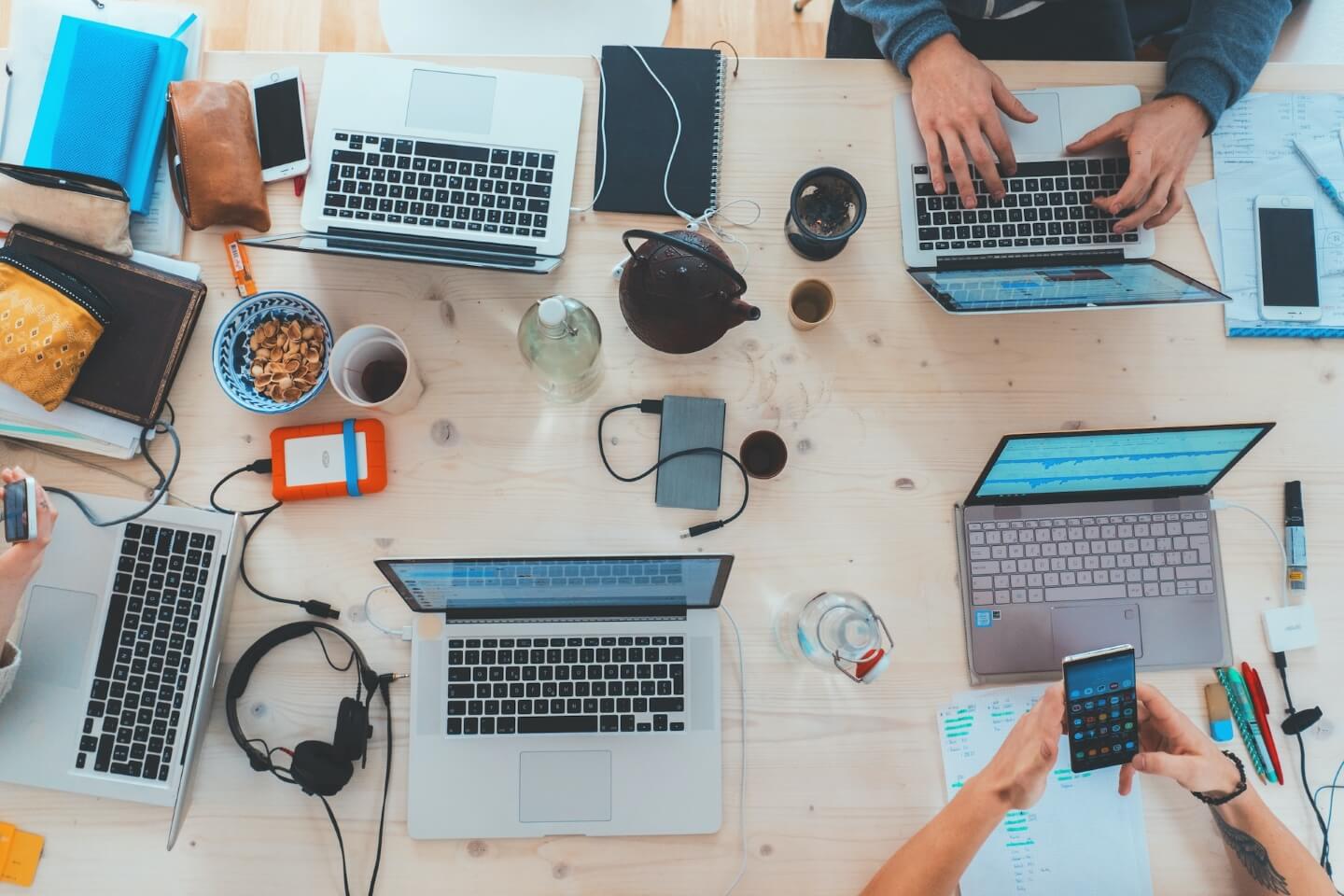 Laptops on top of a table