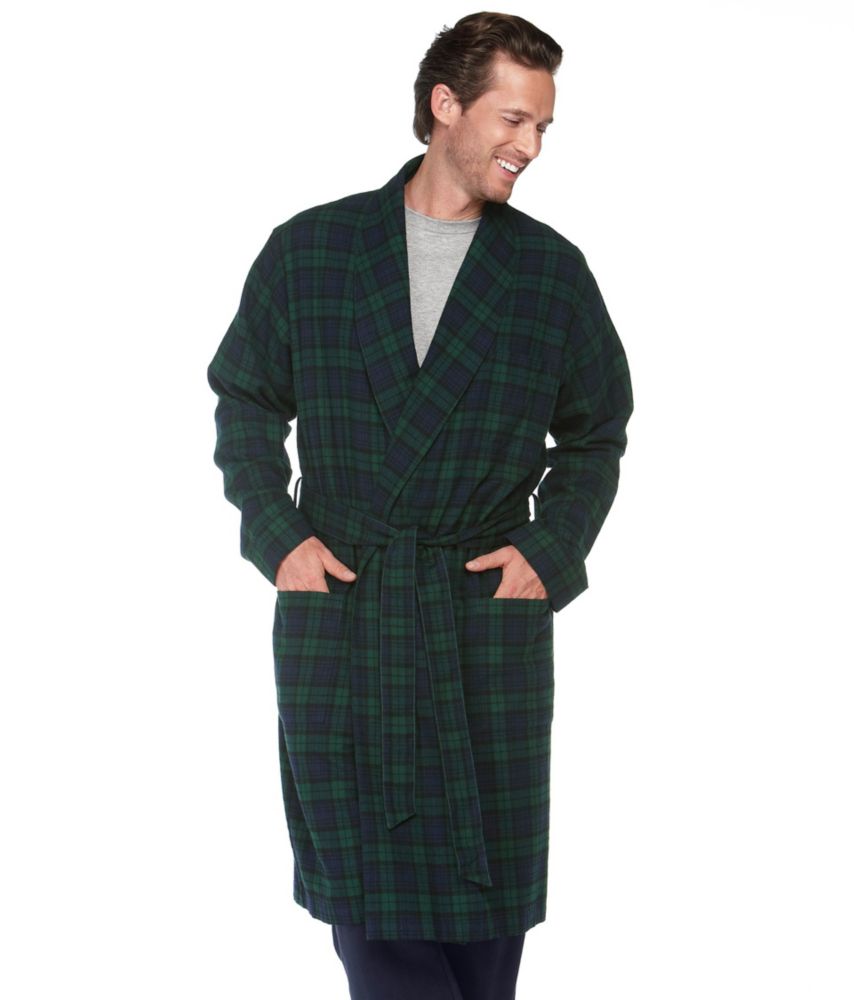 Men's Scotch Plaid Flannel Robe, Princess Mary, small image number 2