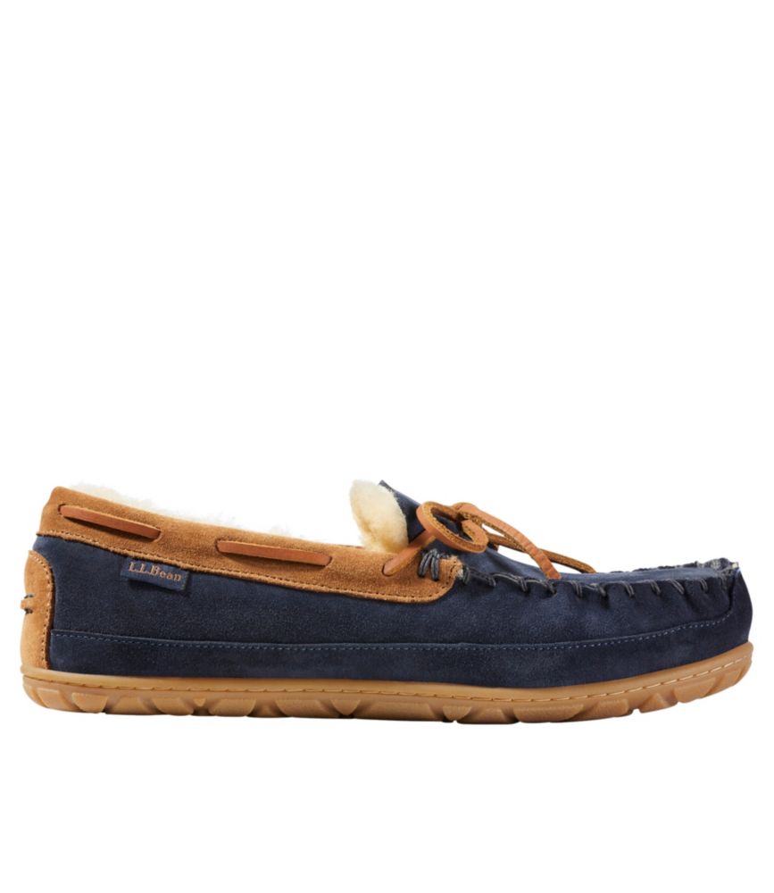 Men's Wicked Good Moccasins, Carbon Navy/Saddle, small image number 1