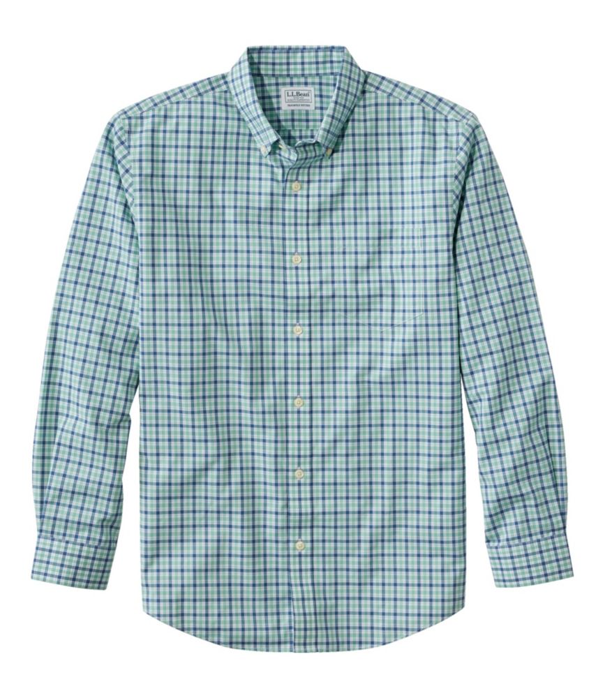 Men's Wrinkle-Free Kennebunk Sport Shirt, Slightly Fitted Check, Lichen Green, small image number 1