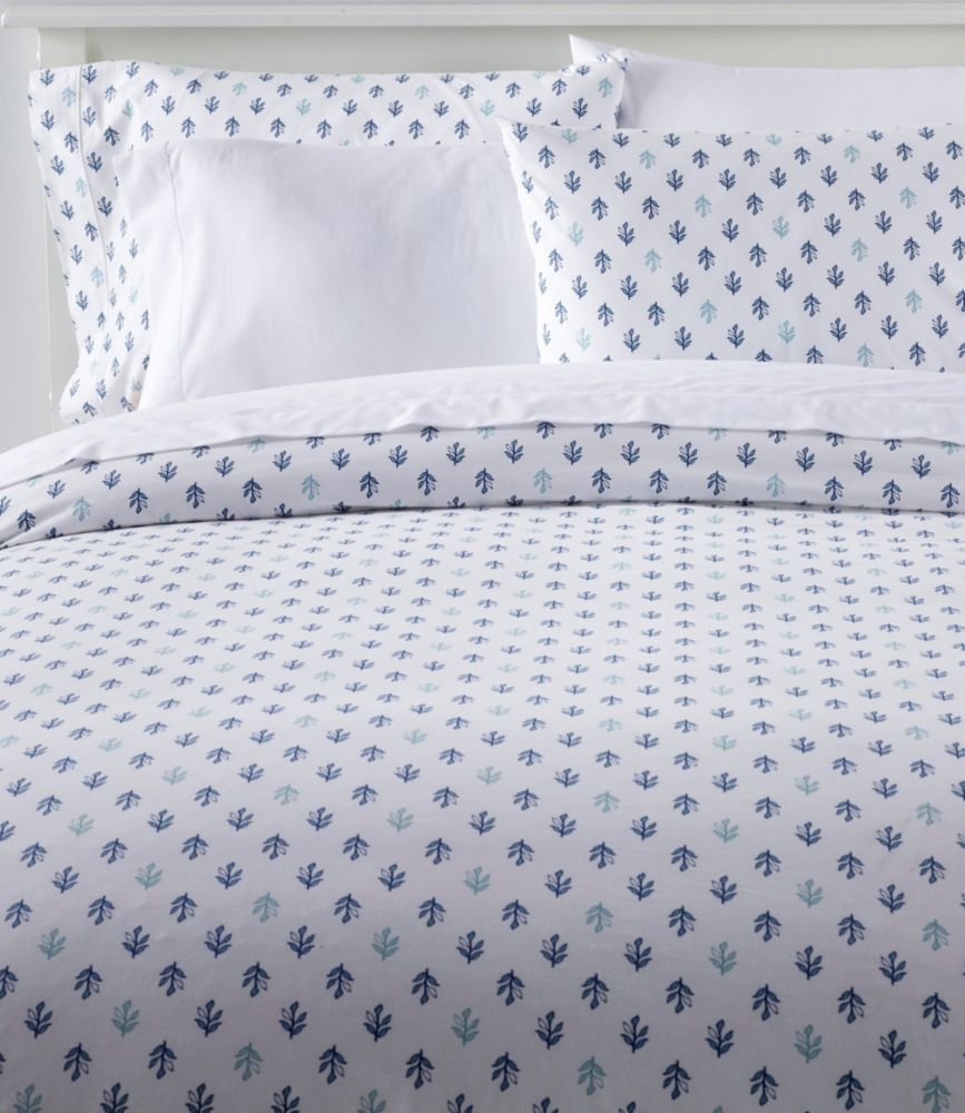 Sunwashed Percale Comforter Cover, Leaf Print