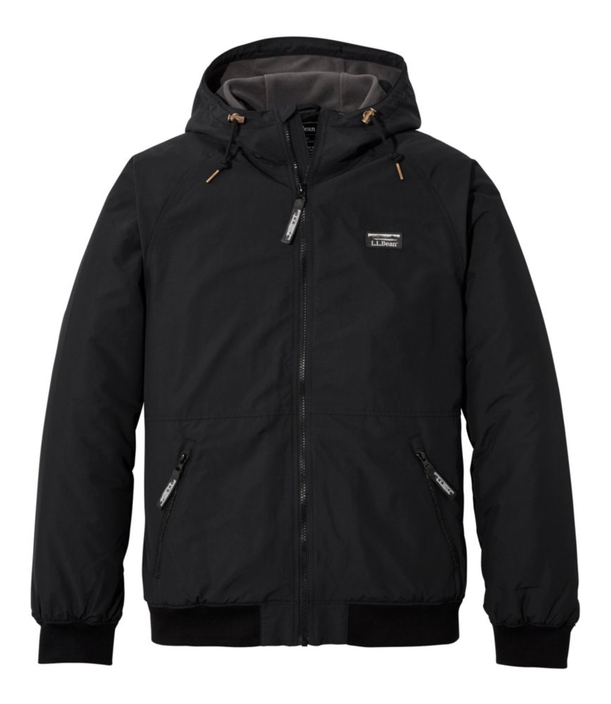 Men's Insulated 3-Season Bomber Hooded Jacket, Black, small image number 1