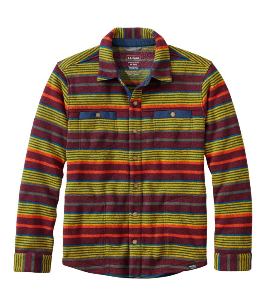 Men's Bean's Sweater Fleece Shirt Jac, Print