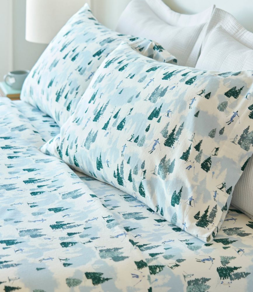 Skier Scenic Flannel Sheet Set Collection, Sea Salt, small image number 4