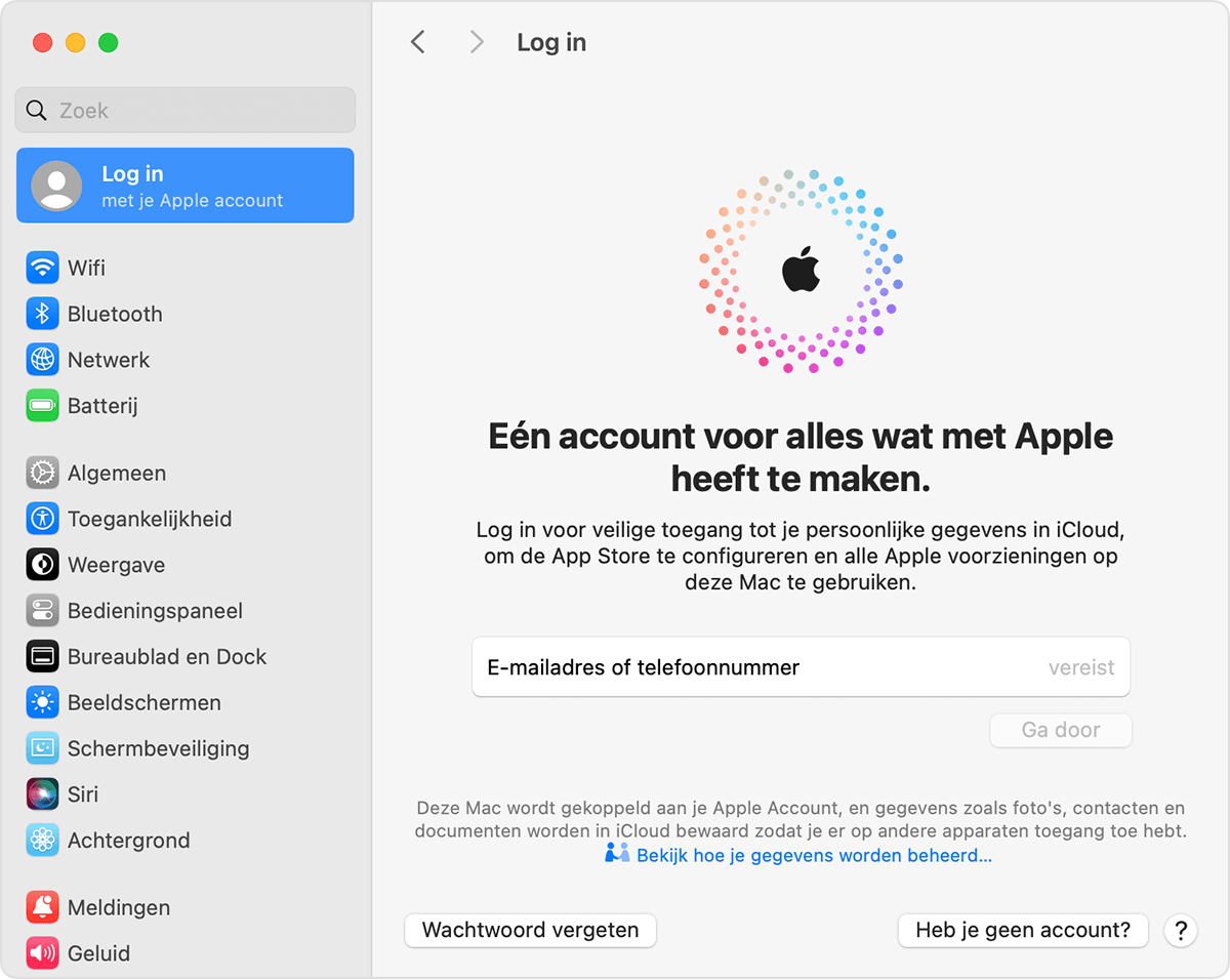 Inloggen bij je Apple Account on een Mac