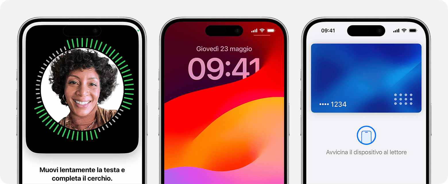 Puoi usare Face ID su iPhone per configurare la funzione, sbloccare il telefono e autenticare gli acquisti