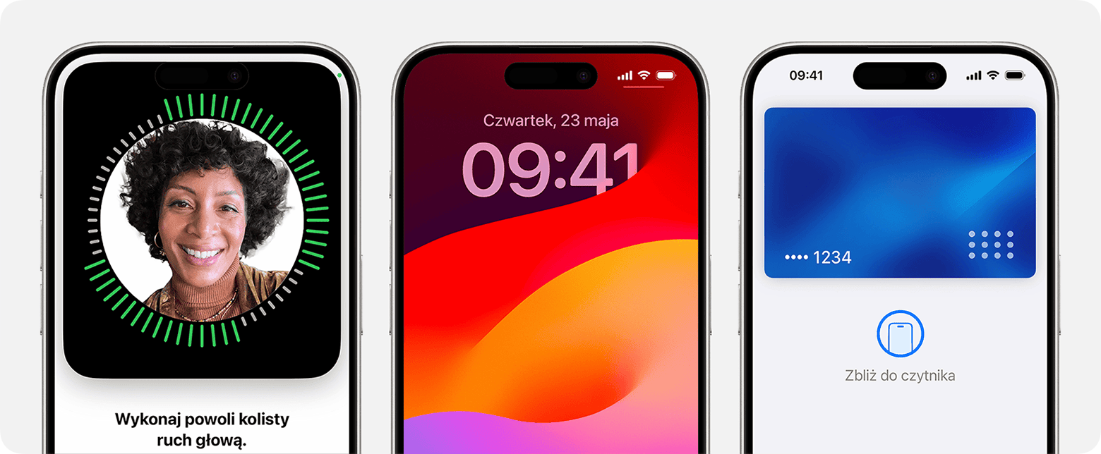 Niektóre ze sposobów działania Face ID na iPhonie: konfigurowanie funkcji, odblokowywanie telefonu i uwierzytelnianie zakupów