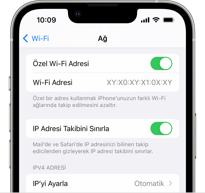 On iPhone, turn Private Wi-Fi Address on or off in the Settings app