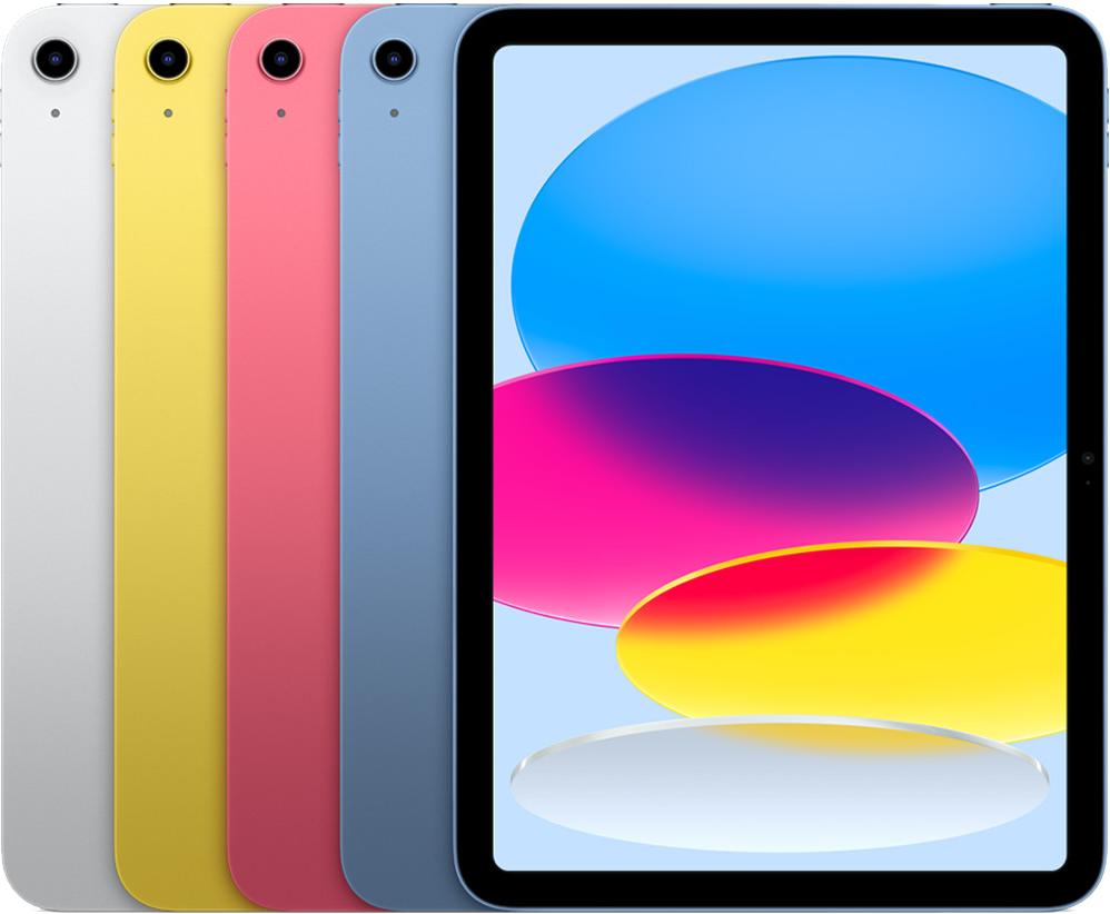 iPad (10th generation) has a small, circular front camera cut-out and microphone on the landscape side of the display