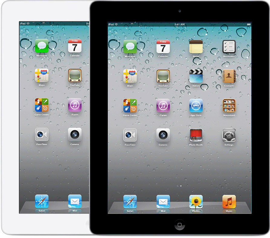 El iPad 2 tiene un botón de inicio y una cámara frontal de corte circular y pequeño sobre la pantalla