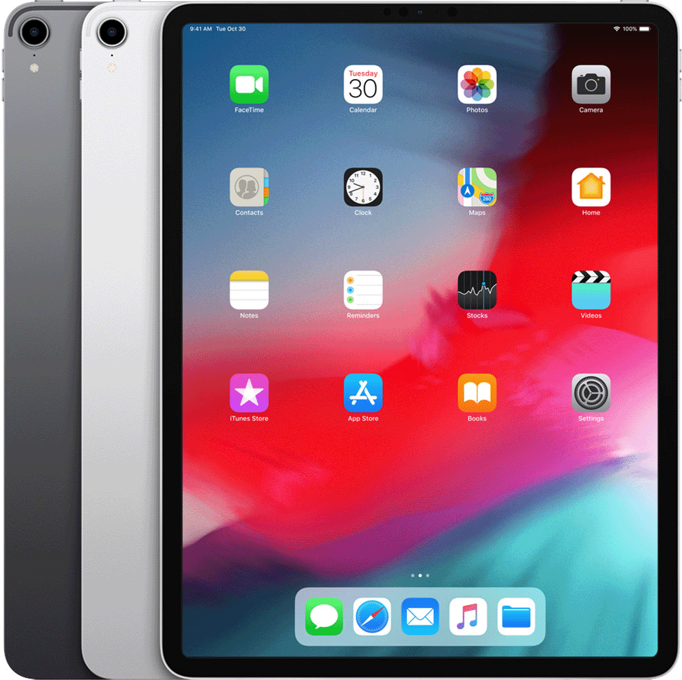 iPad Pro 12,9" (3. generation) har en afrundet og firkantet udskæring til kameraet på bagsiden og et USB-C-stik