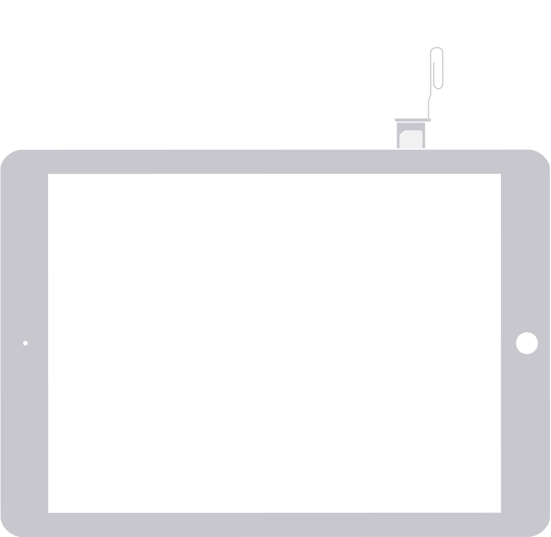 Image of iPad with SIM tray on the right side, near the bottom