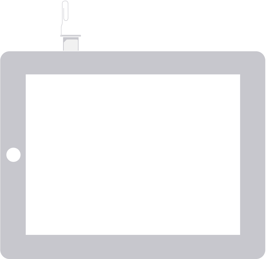 Image of iPad with SIM tray on the left side, near the bottom