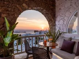 Yalos Hotel Sunset view Mykonos town private rooms