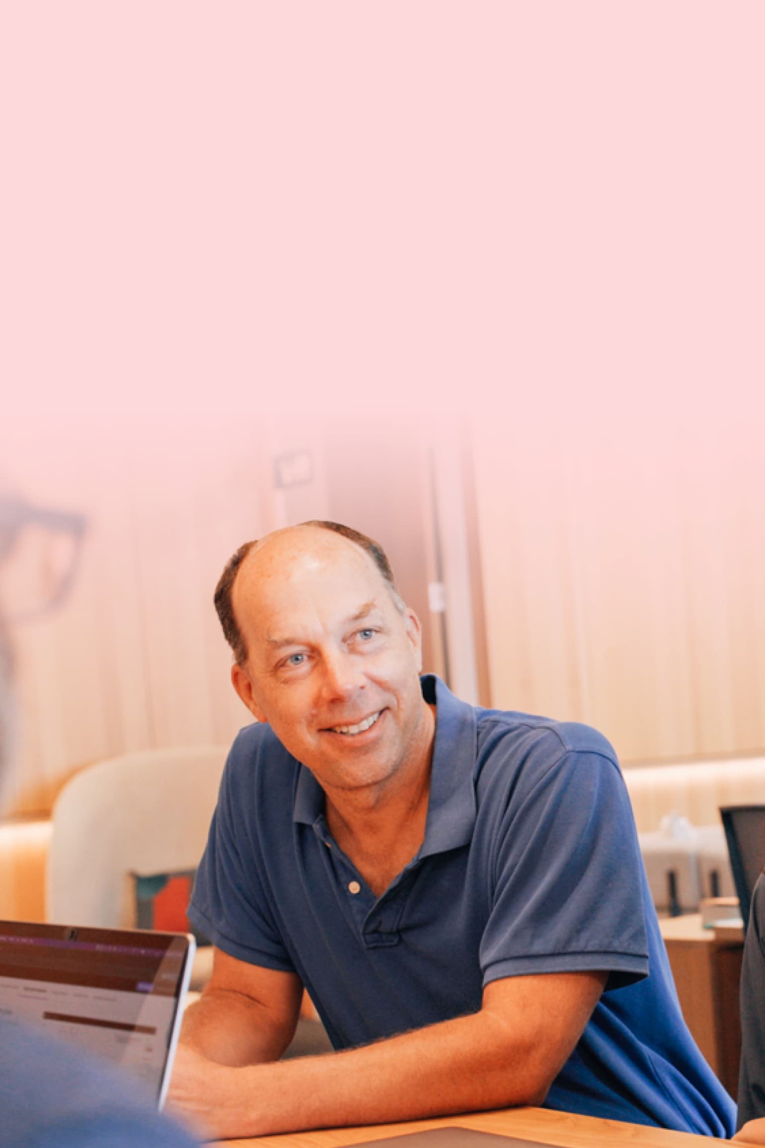 Steve Quake, Head of Science at CZI sits at a desk.